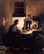 Self-Portrait While Engraving Paye, Richard Morton